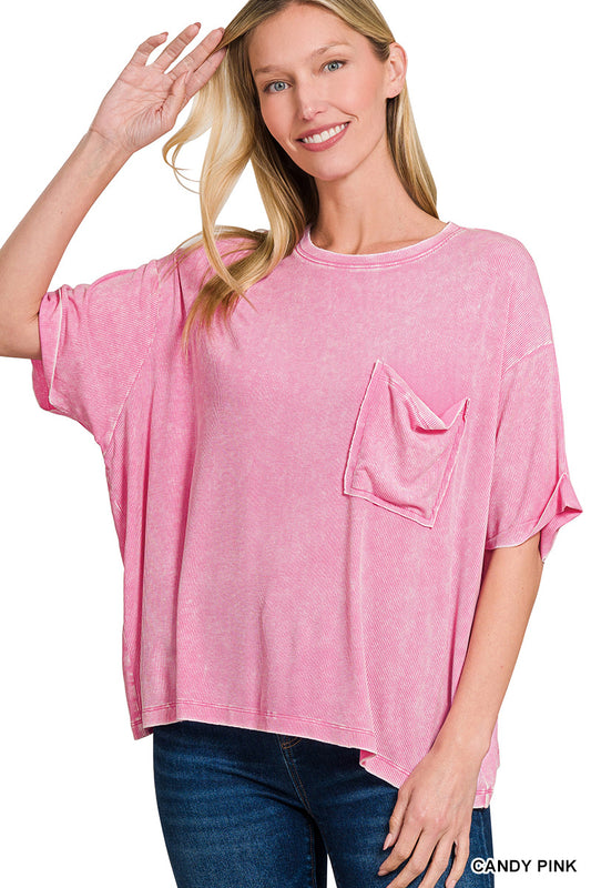 Mineral Washed Ribbed Top