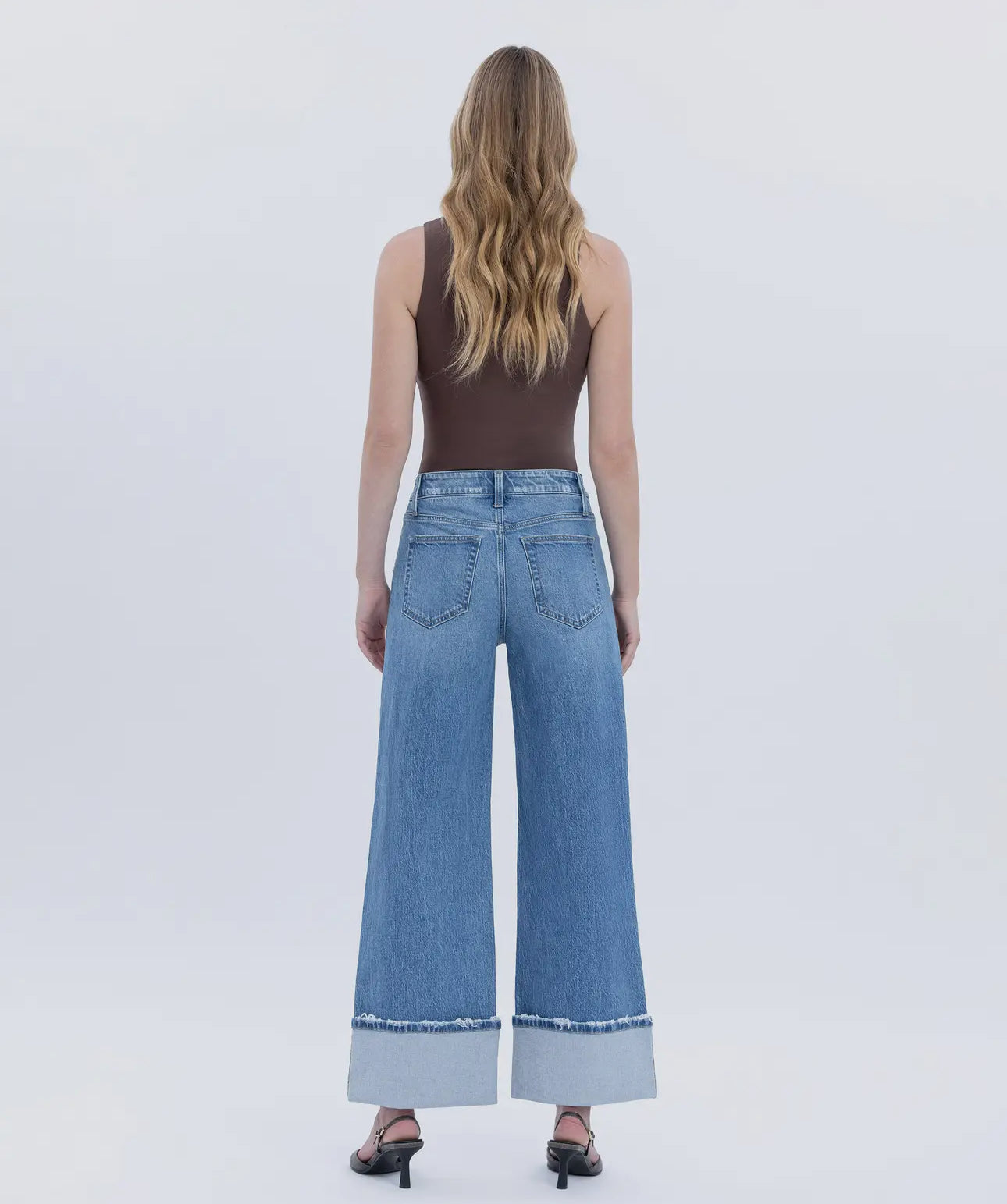 Kris High Rise Cuffed Baggy Wide Leg Jeans