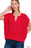 Rolled Split Neck Top