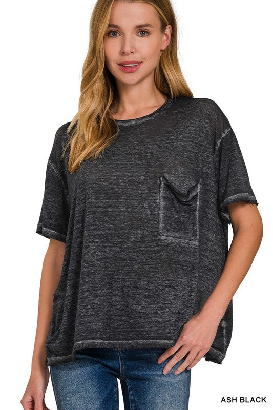 Odessa Oversized Washed Burnout Raw Edge Tee