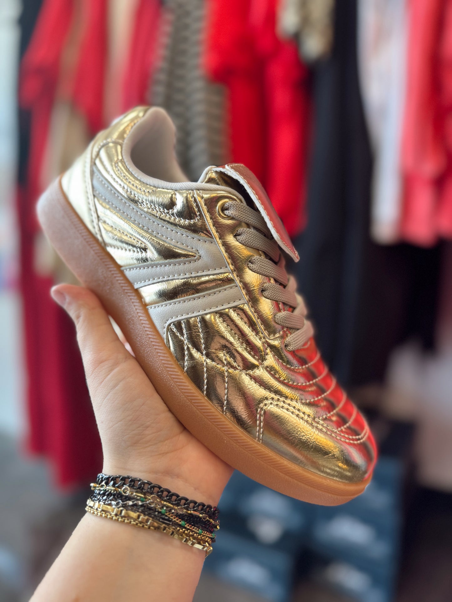 Women Lace up Sneakers GOLD