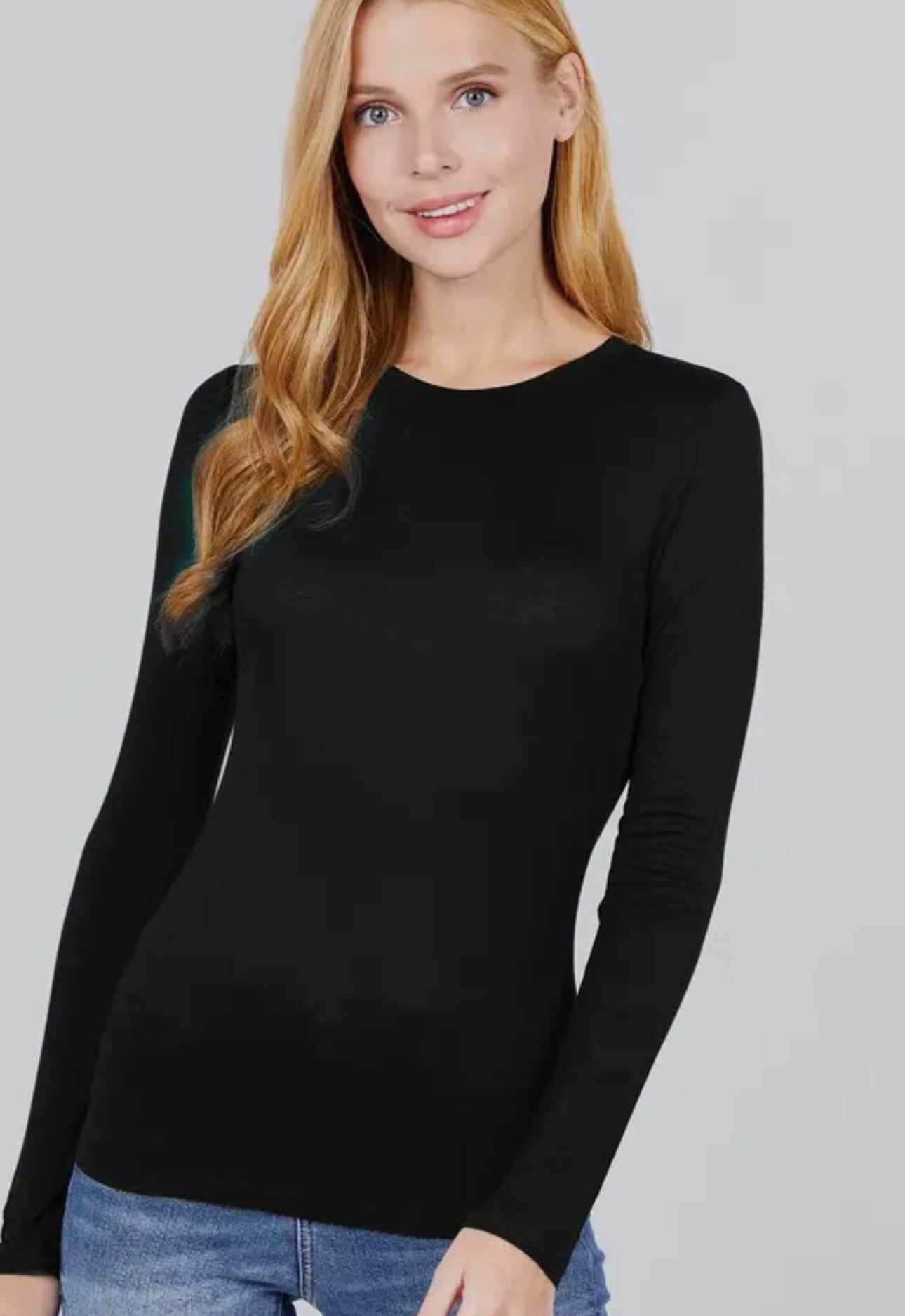 Long Sleeve Crew Neck Rayon Top