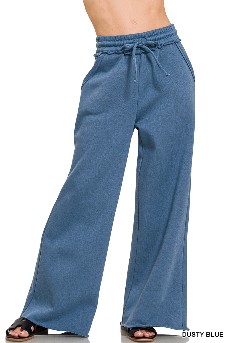 Fleece Exposed Seam Wide Leg Sweatpants