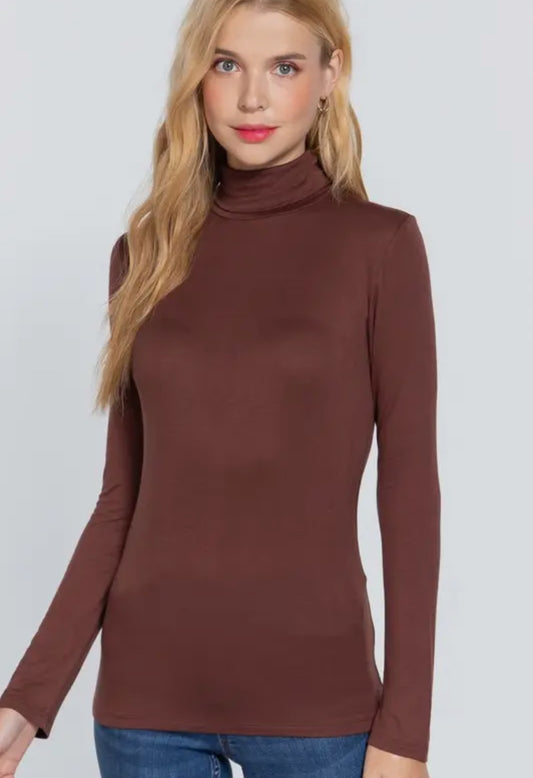 Long Sleeve Rayon Turtle Neck Top