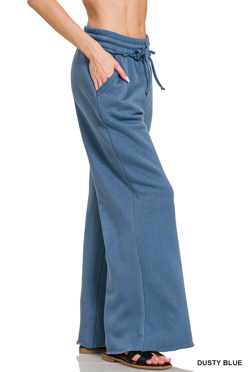 Fleece Exposed Seam Wide Leg Sweatpants