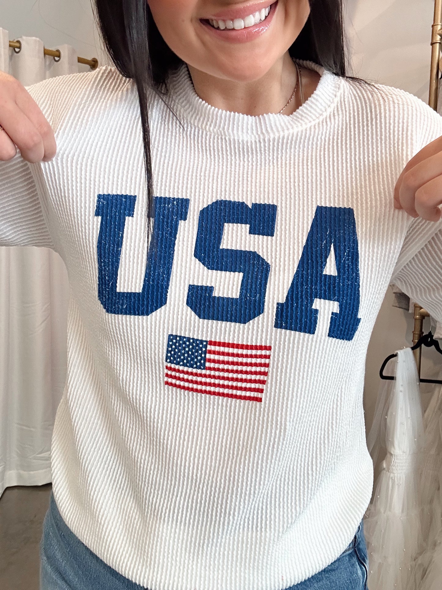 Ribbed USA Sweatshirt