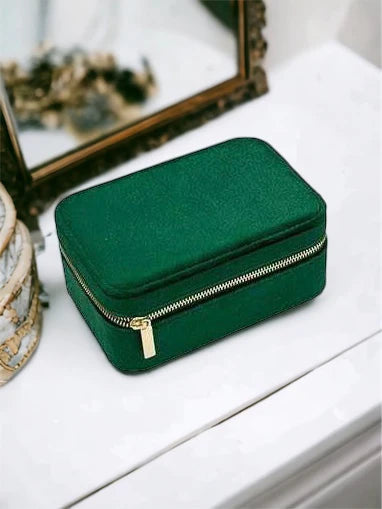 Velvet Jewelry Box- Rectangle- Emerald Green