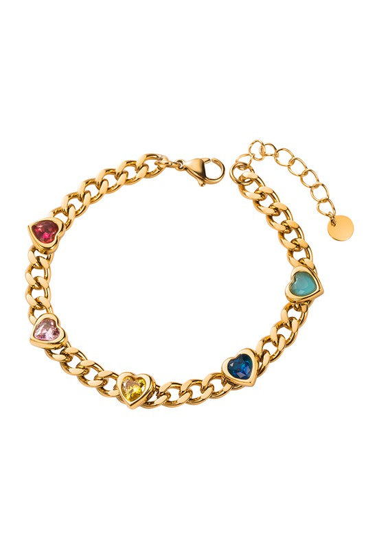 Stainless Steal Colorful Crystals Chain Bracelet