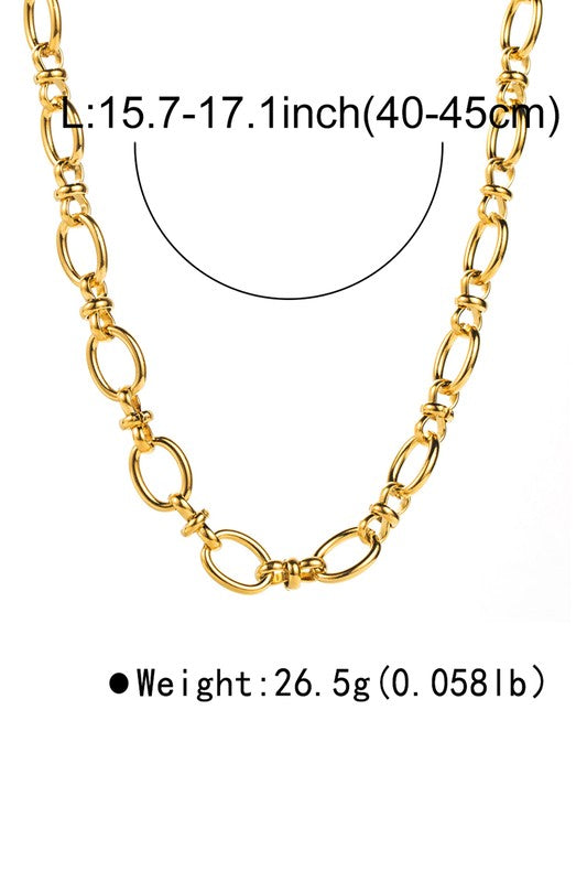 Stainless Steel Gold Link Chain Statement Necklace