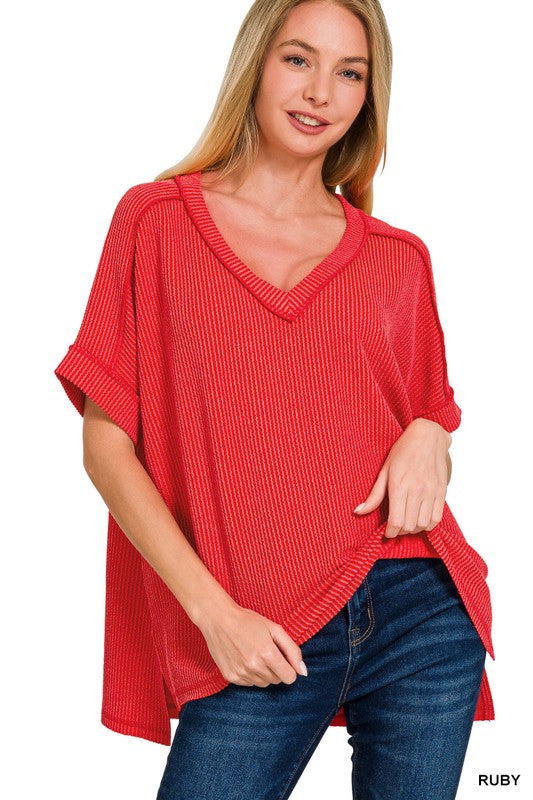 Steph Short Sleeve Ribbed Top