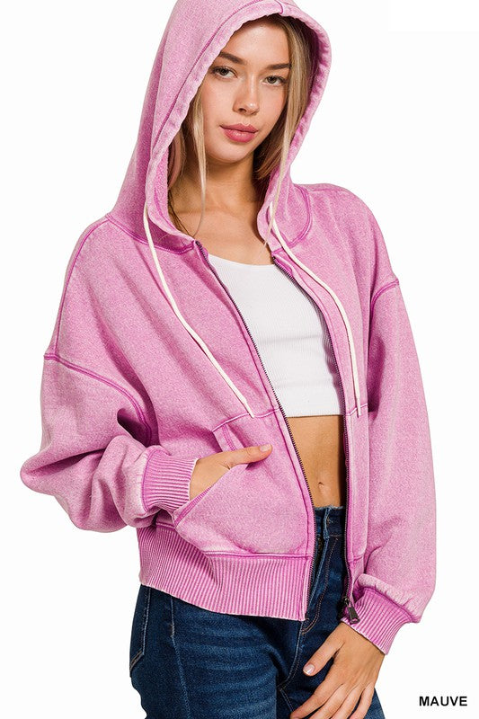 Callie Cropped Zip Up Hoodie