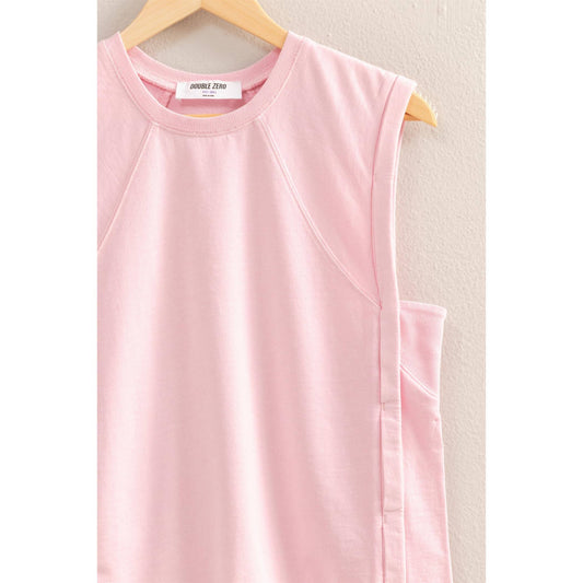 Round Neck Sleeveless Boxy Top